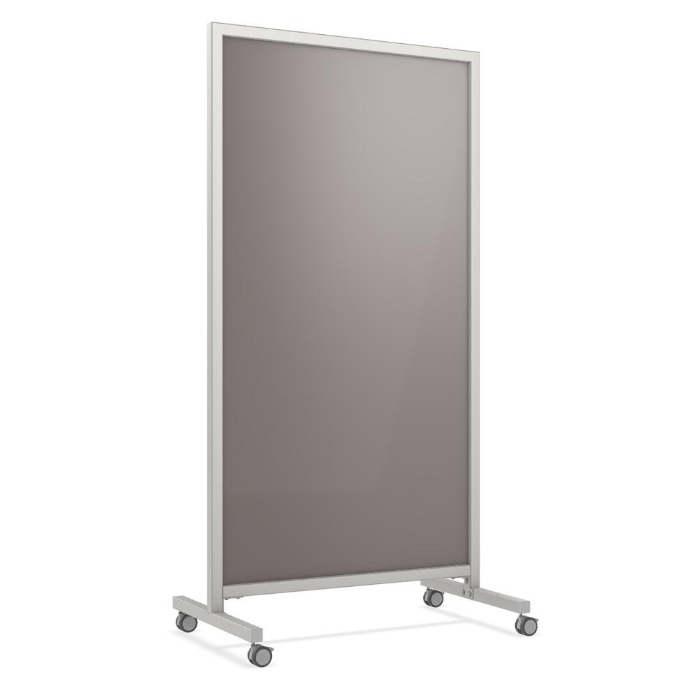 Ghent EZ Mobile Glassboard, Non-magnetic, 75"H x 38"W, Smoke