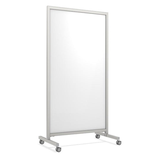 Ghent EZ Mobile Glassboard, Non-magnetic, 75"H x 38"W, White