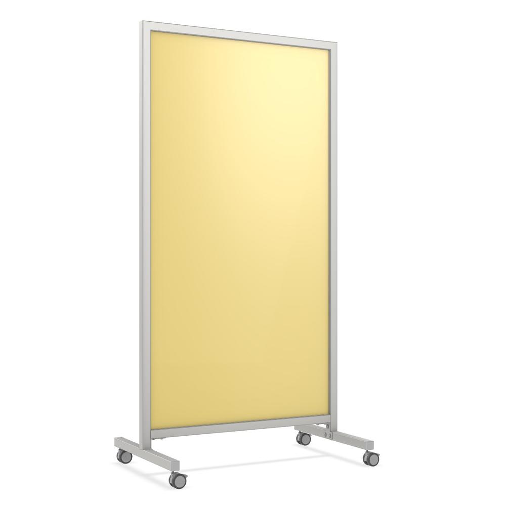 Ghent EZ Mobile Glassboard, Non-magnetic, 75"H x 38"W, Yellow