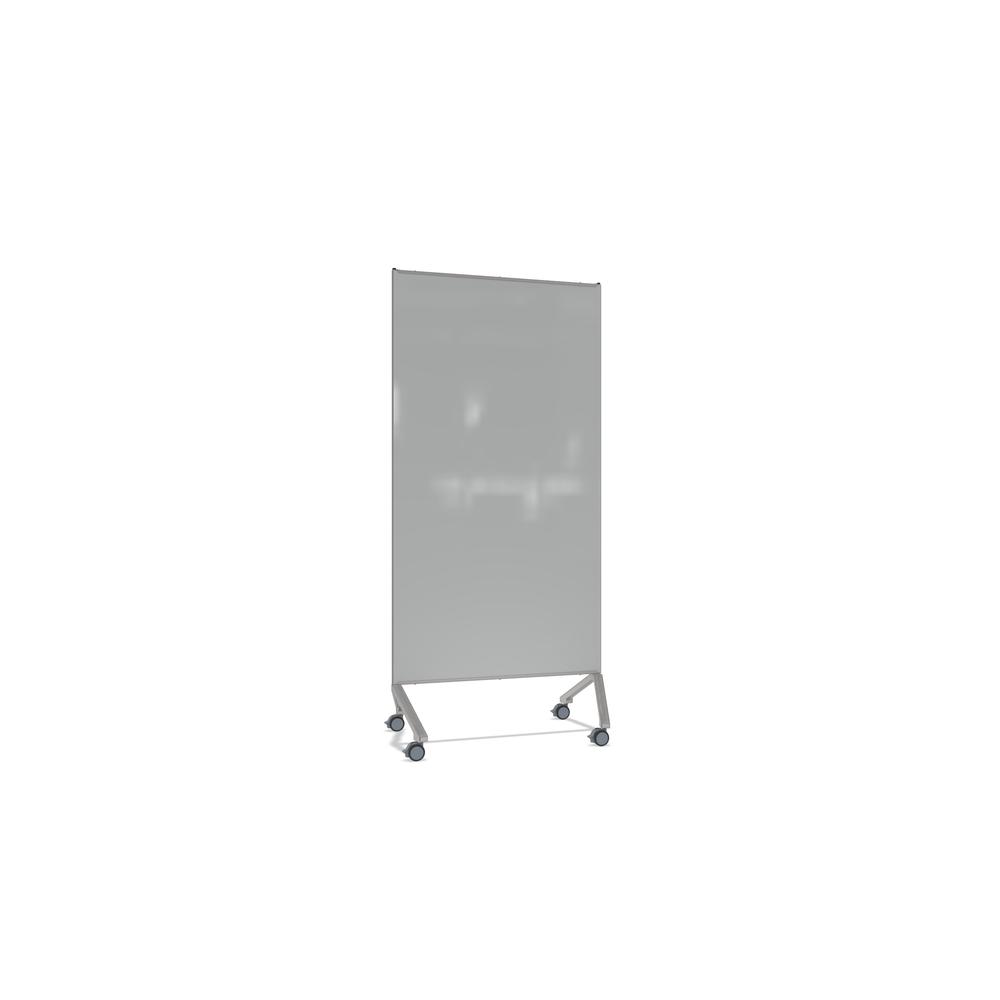 Ghent Pointe Non-Magnetic Mobile Glassboard, Gray Painted Glass w/ Silver Frame, 77" H X 36" W