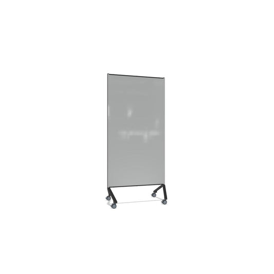 Ghent Pointe Non-Magnetic Mobile Glassboard, Gray Painted Glass w/ Black Frame, 77" H X 36" W