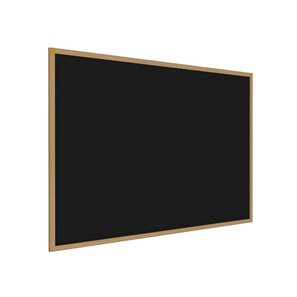 48.5"x144.5" Wood Fr, Oak Finish Recycled Rubber Bulletin Board - Black