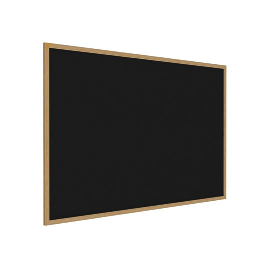 48.5"x144.5" Wood Fr, Oak Finish Recycled Rubber Bulletin Board - Black