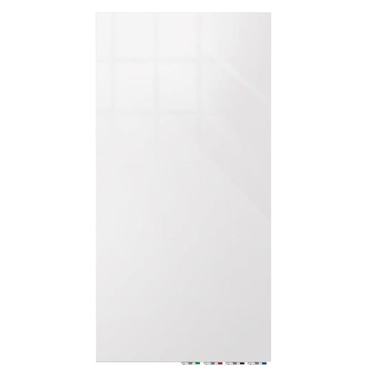 Ghent Aria 8'H x 4'W Magnetic Glass White Board, Blue Surface, Vertical, 4 Rare Earth Magnets, 4 Markers and Eraser