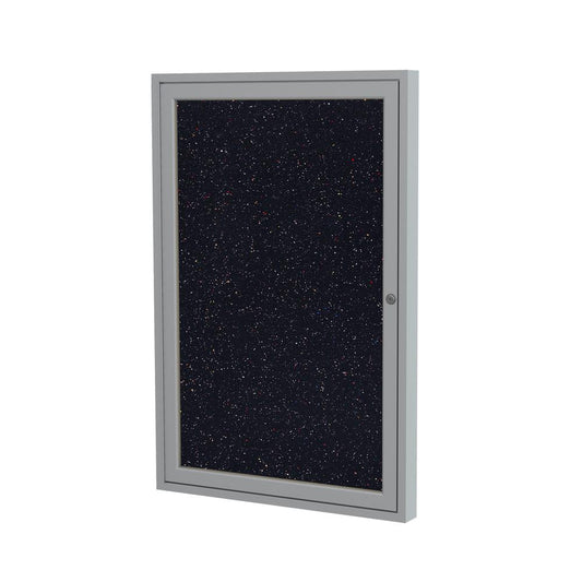 Ghent 1 Door Enclosed Recycled Rubber Bulletin Board with Satin Frame, 3'H x 2'W, Confetti