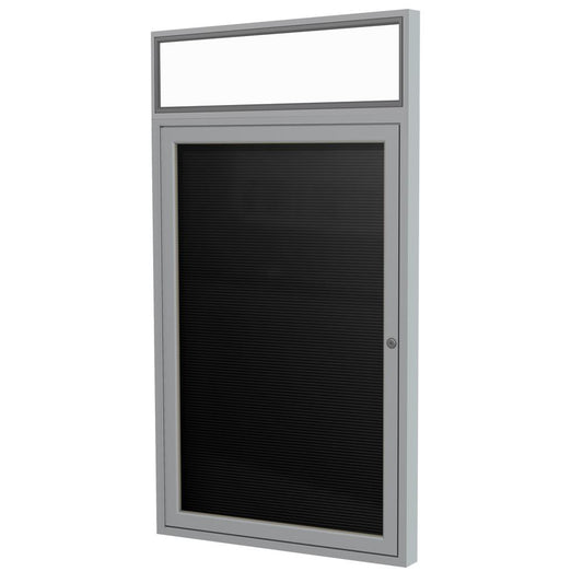 36"x24" 1-Door SatinAlumFr, Illuminated Headliner Encl Flannel Ltrbd - Black