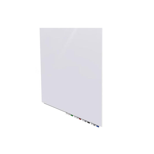 Ghent Aria 4'H x 4'W Magnetic Glass White Board, White Surface, , 4 Rare Earth Magnets, 4 Markers and Eraser