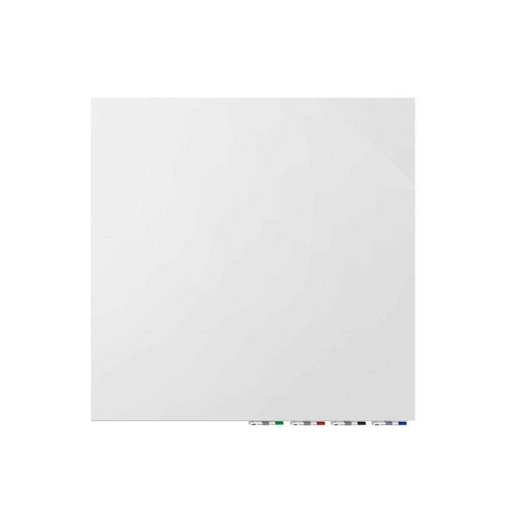 Ghent Aria 4'H x 4'W Glass White Board, White Surface, , 4 Markers and Eraser