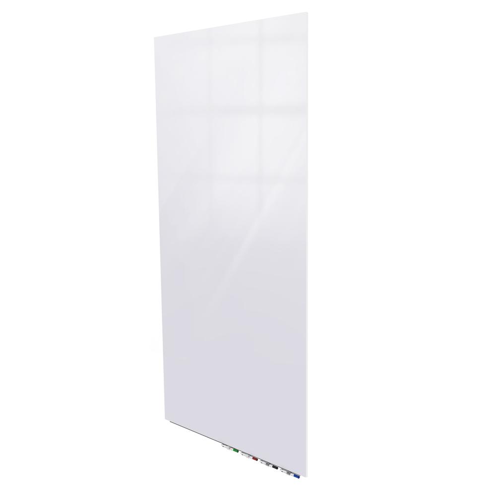 Ghent Aria 3'H x 2'W Magnetic Glass White Board, White Surface, Vertical, 4 Rare Earth Magnets, 4 Markers and Eraser