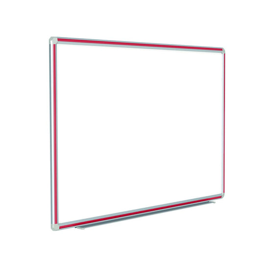 Ghent 48"x96" DecoAurora Aluminum Frame Porcelain Magnetic Whiteboard - Red Trim