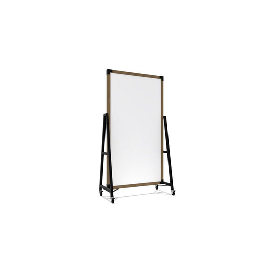 Ghent Prest Mobile Magnetic Whiteboard, Driftwood Oak Frame, 74"H x 40"W