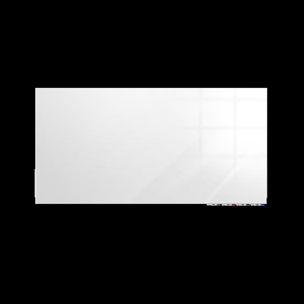 Ghent Aria 4'H x 6'W Magnetic Glass White Board, Gray Surface, Horizontal, 4 Rare Earth Magnets, 4 Markers and Eraser