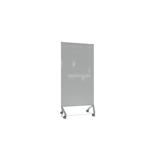 Ghent Pointe Magnetic Mobile Glassboard, Gray Painted Glass w/ Silver Frame, 77" H X 36" W