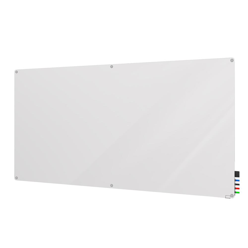 Ghent Harmony Glass Whiteboard with Radius Corners, 4'H x 5'W, White