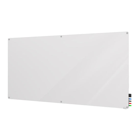 Ghent 4'x6' Harmony Magnetic Glass Board, Colors - Radius Corners - White - 4 Rare Earth Magnets, 4 Markers and Eraser