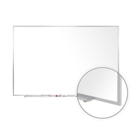 Ghent Magnetic Porcelain Whiteboard with Aluminum Frame, 3'H x 4'W