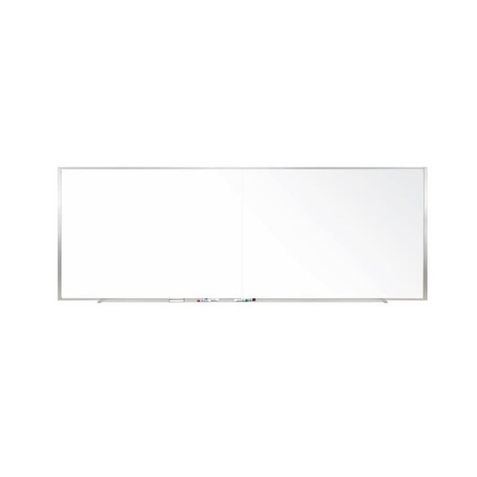 M1 Porcelain Whiteboard Aluminum Frame, Magnetic, 4'H x 12'W, 2 piece