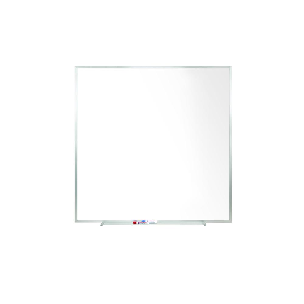 Ghent Magnetic Porcelain Whiteboard with Aluminum Frame, 4'H x 4'W