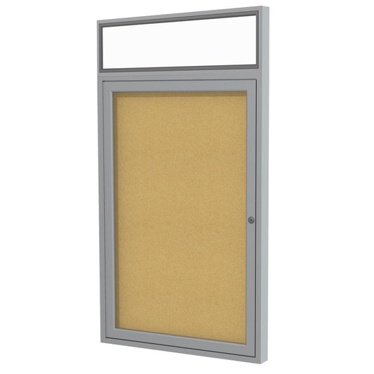 36"x24" 1-Dr Satin Alum Fr, Headliner Enclosed Bulletin Board - Natural Cork