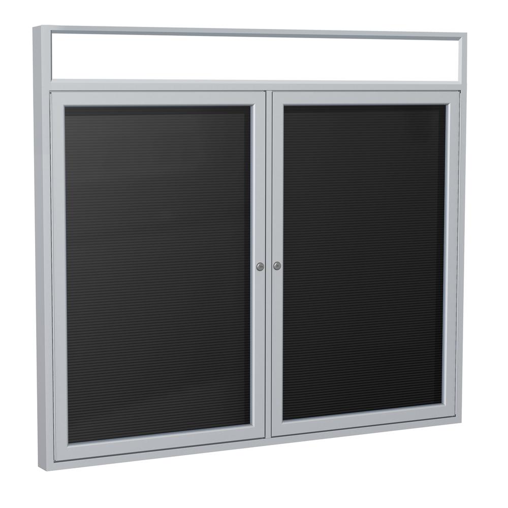 36"x48" 2-Door SatinAlumFr, Illuminated Headliner Encl Flannel Ltrbd - Black