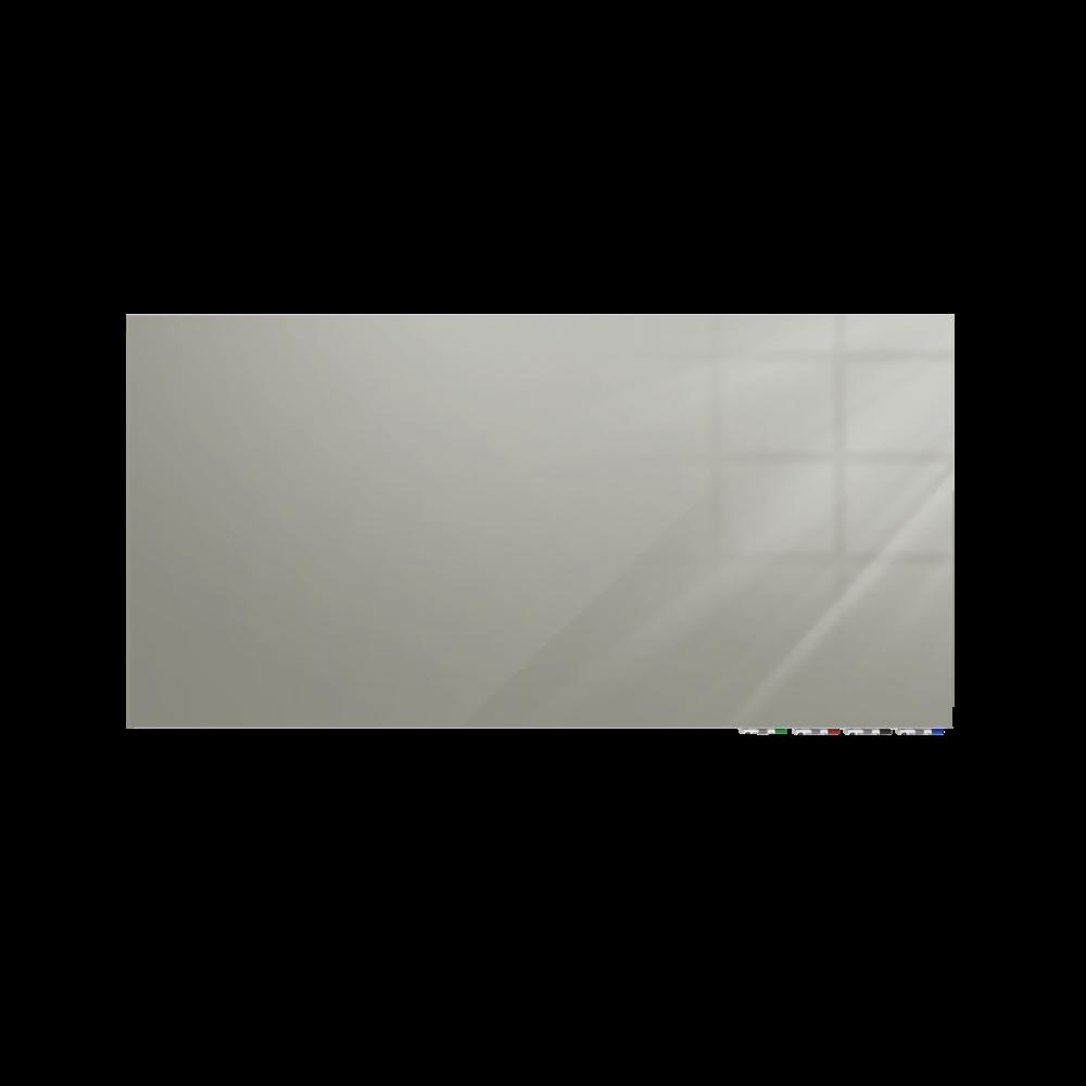 Ghent Aria 4'H x 5'W Magnetic Glass White Board, Gray Surface, Horizontal, 4 Rare Earth Magnets, 4 Markers and Eraser