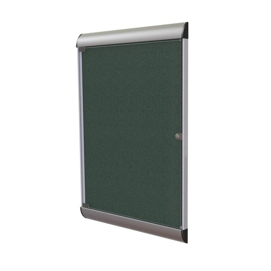 Ghent Silhouette 1 Door Enclosed Vinyl Bulletin Board with Satin Frame, 4'H x 2'W, Ebony