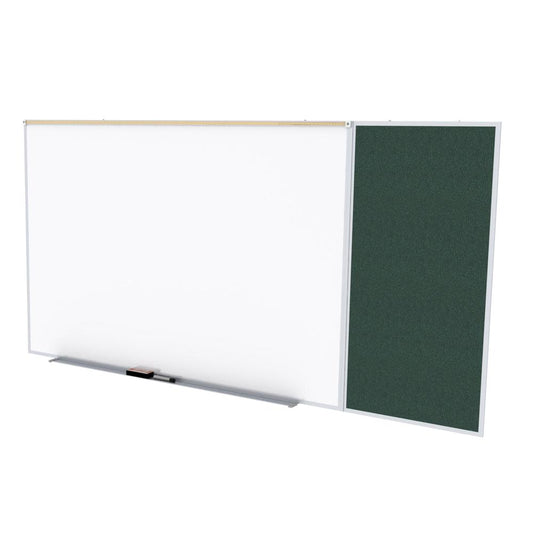 Ghent 4'x8' Style C Combination Unit - Porcelain Magnetic Whiteboard and Vinyl Fabric Bulletin Board - Ebony