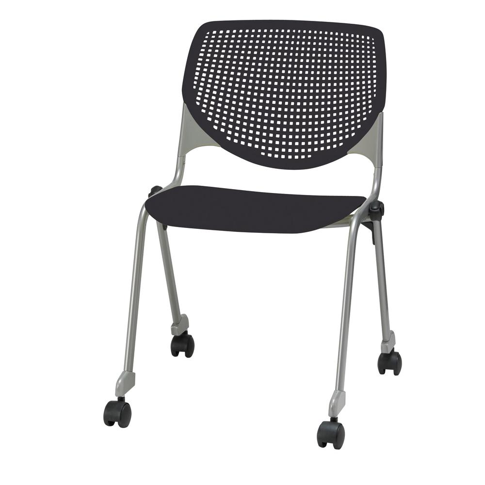 KOOL Series Poly Stack Chair with Casters, Black