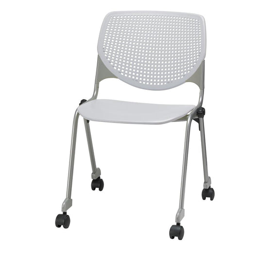 KOOL Series Poly Stack Chair with Casters, Light Grey