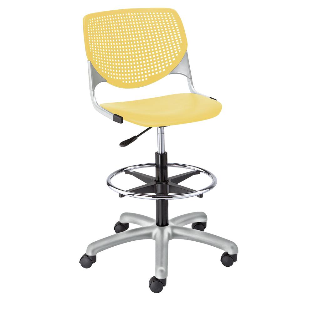 KOOL Poly Adjustable Drafting Stool, Yellow