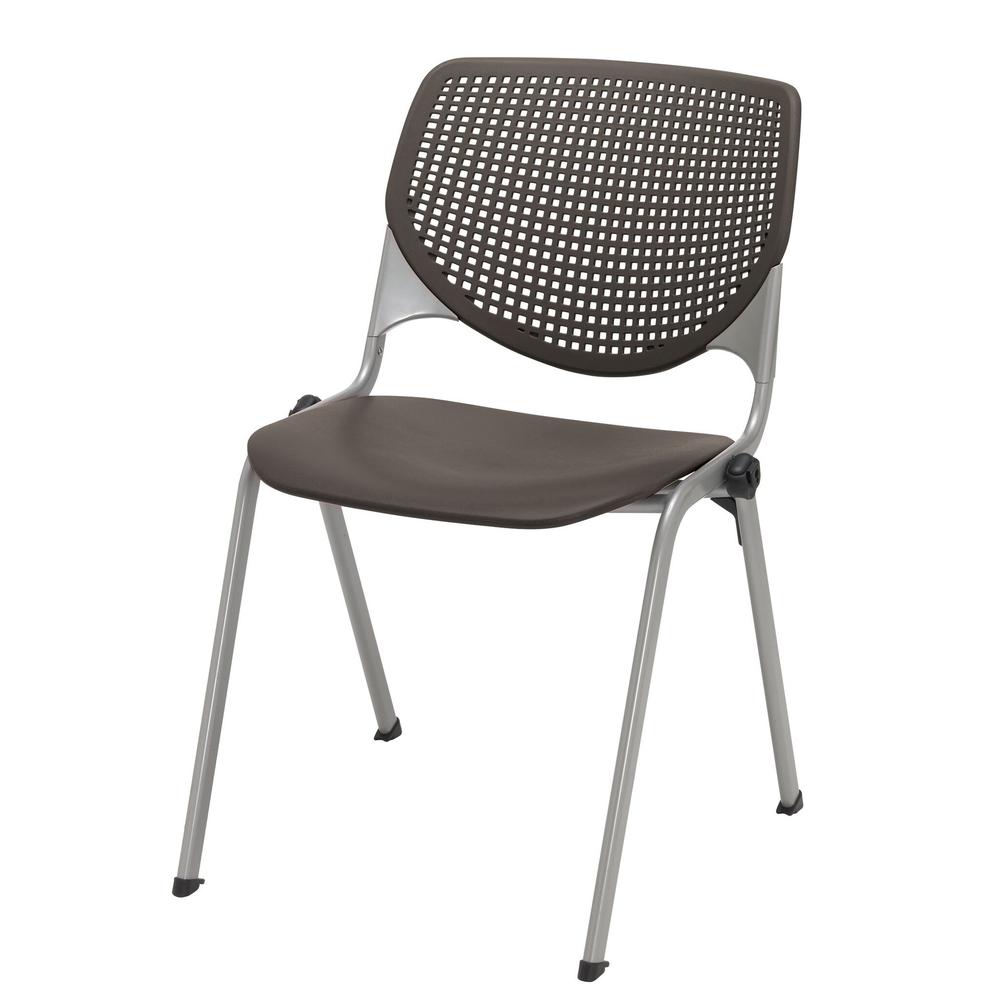 KOOL Series Polypropylene Stack Chair with Perforated Back, Brownstone Finish