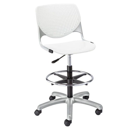 KOOL Poly Adjustable Drafting Stool, White