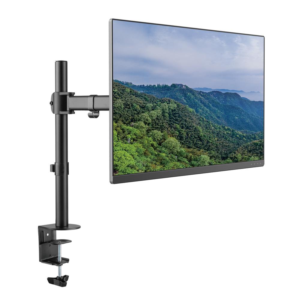 Rocelco Premium Desk Computer Monitor Mount - VESA pattern Fits 13" - 32" LED LCD Single Flat Screen - Double Articulated Full Motion Adjustable Arm - Grommet and C Clamp - Black (R DM1)