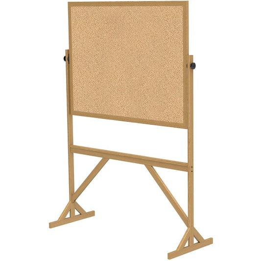 Ghent Reversible Cork Bulletin Board with Wood Frame - 48" (4 ft) Width x 36" (3 ft) Height - Natural Cork Surface - Wood Frame - 1 Each