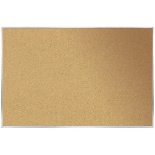 Ghent Natural Cork Bulletin Board with Aluminum Frame - 48" Height x 96" Width - Natural Cork, Fiberboard Surface - Self-healing, Laminated, Long Lasting, Rigid - Satin Aluminum Frame - 1 Each - TAA C