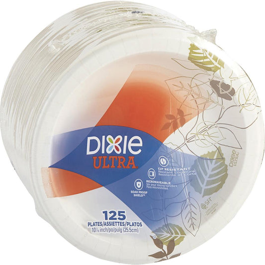 Dixie Ultra&reg; Pathways 10-1/16" Heavyweight Paper Plates by GP Pro - Serving - Pathways - Microwave Safe - White - Paper Body - 125 Pack