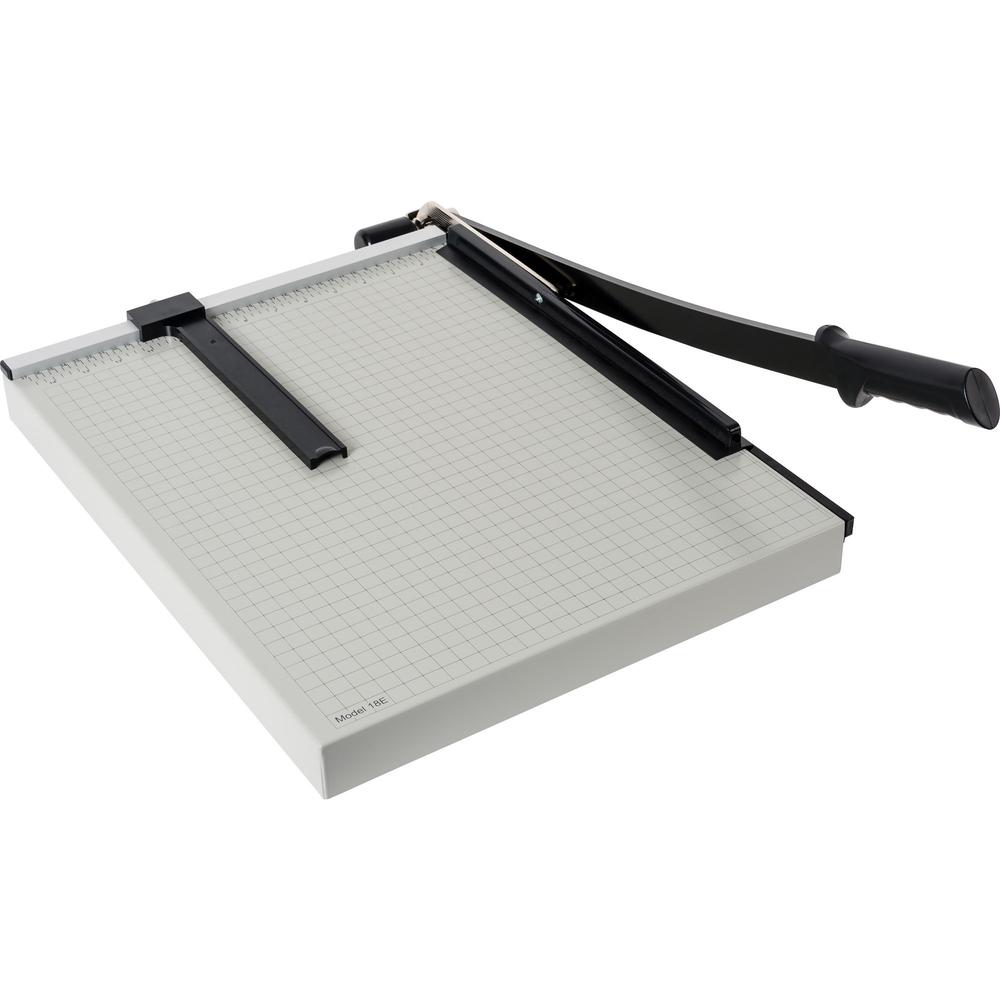 Dahle NA Vantage Guillotine Paper Trimmer - 15 Sheet Cutting Capacity - 18" Cutting Length - Sturdy, Spring-action Handle, Adjustable Back Stop, Alignment Grid - Metal - Gray - 15.5" Length - 1 / Cart