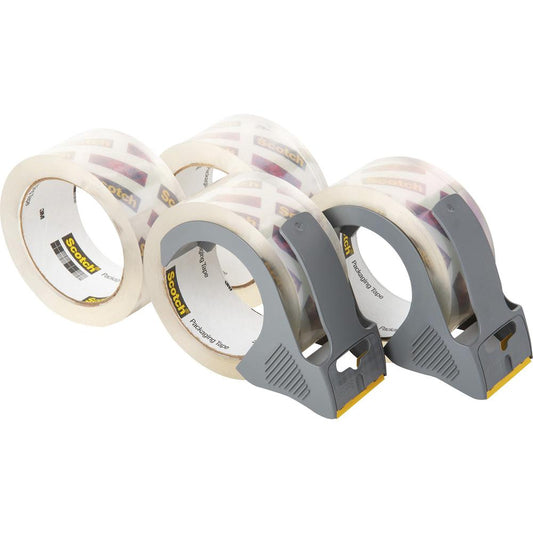 Scotch Box Lock Dispenser Packaging Tape - 55 yd Length x 1.88" Width - Dispenser Included - 4 / Pack - Clear