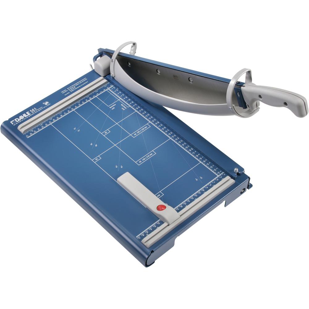 Dahle 561 Premium Guillotine Trimmer - Cuts 35Sheet - 14" Cutting Length - 3.3" Height x 10.4" Width - Steel Blade, Metal Base, Aluminum, Plastic - Blue