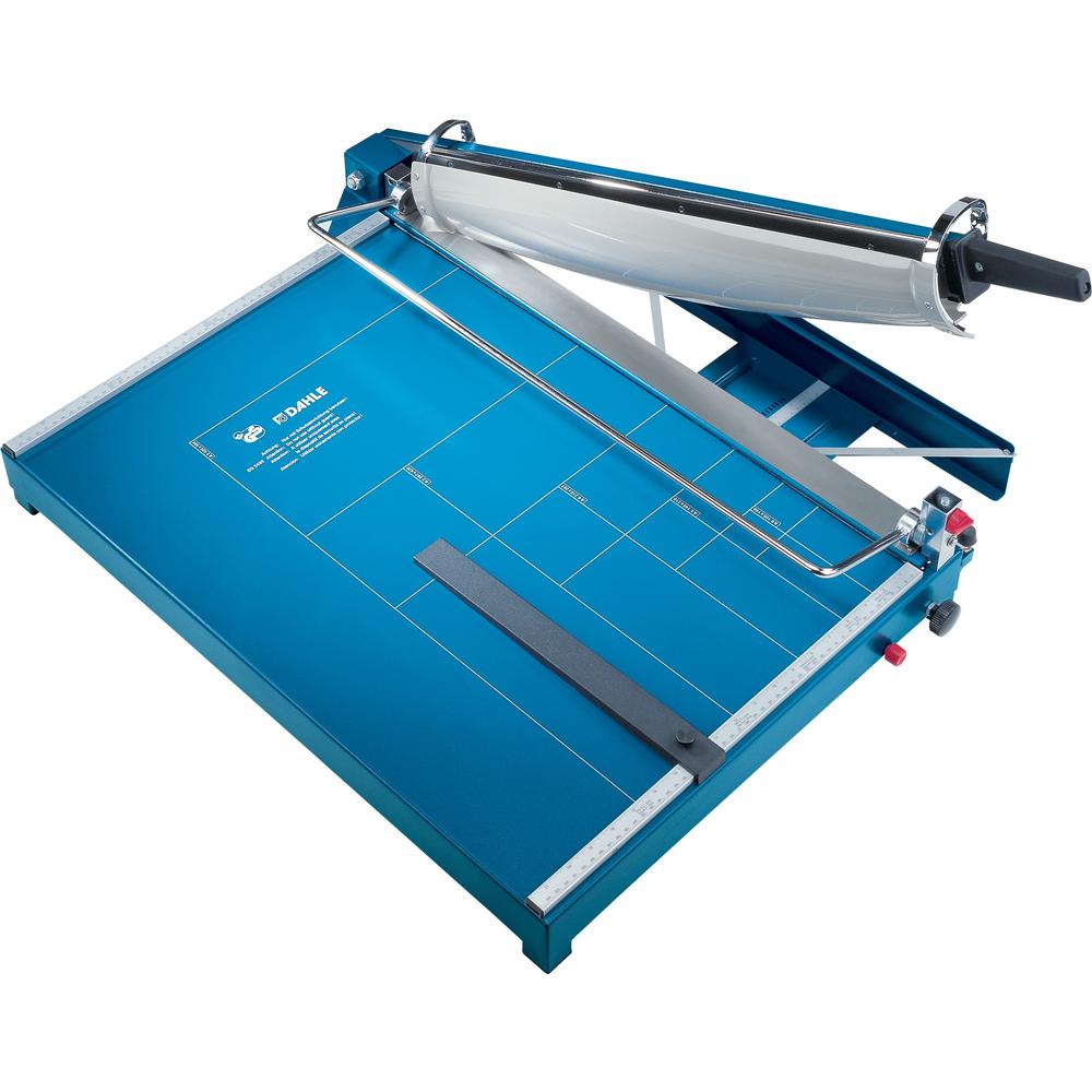 Dahle 567 Premium Guillotine Trimmer - Cuts 35Sheet - 21" Cutting Length - 8" Height x 14.4" Width - Metal Base, Steel Blade, Aluminum, Plastic - Blue