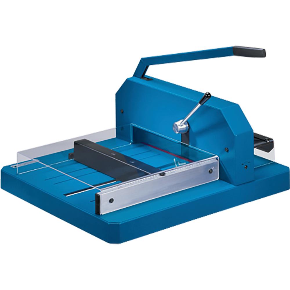 Dahle 846 Professional Stack Cutter - 500 Sheet Cutting Capacity - 16.88" Cutting Length - Ground Blade, Adjustable Alignment Guide, Durable, Burr-free Cut - Steel, Metal, Aluminum, Plastic - Blue - 3