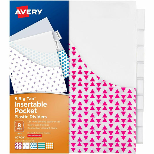 Avery&reg; Big Tab Tab Divider - 288 x Divider(s) - 288 Tab(s) - 8 - 8 Tab(s)/Set - 9.3" Divider Width x 11.13" Divider Length - 3 Hole Punched - Multicolor Plastic Divider - Clear Plastic Tab(s) - 36