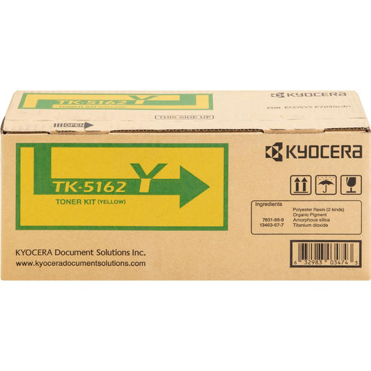 Kyocera TK-5162Y Original Laser Toner Cartridge - Yellow - 1 Each - 12000 Pages