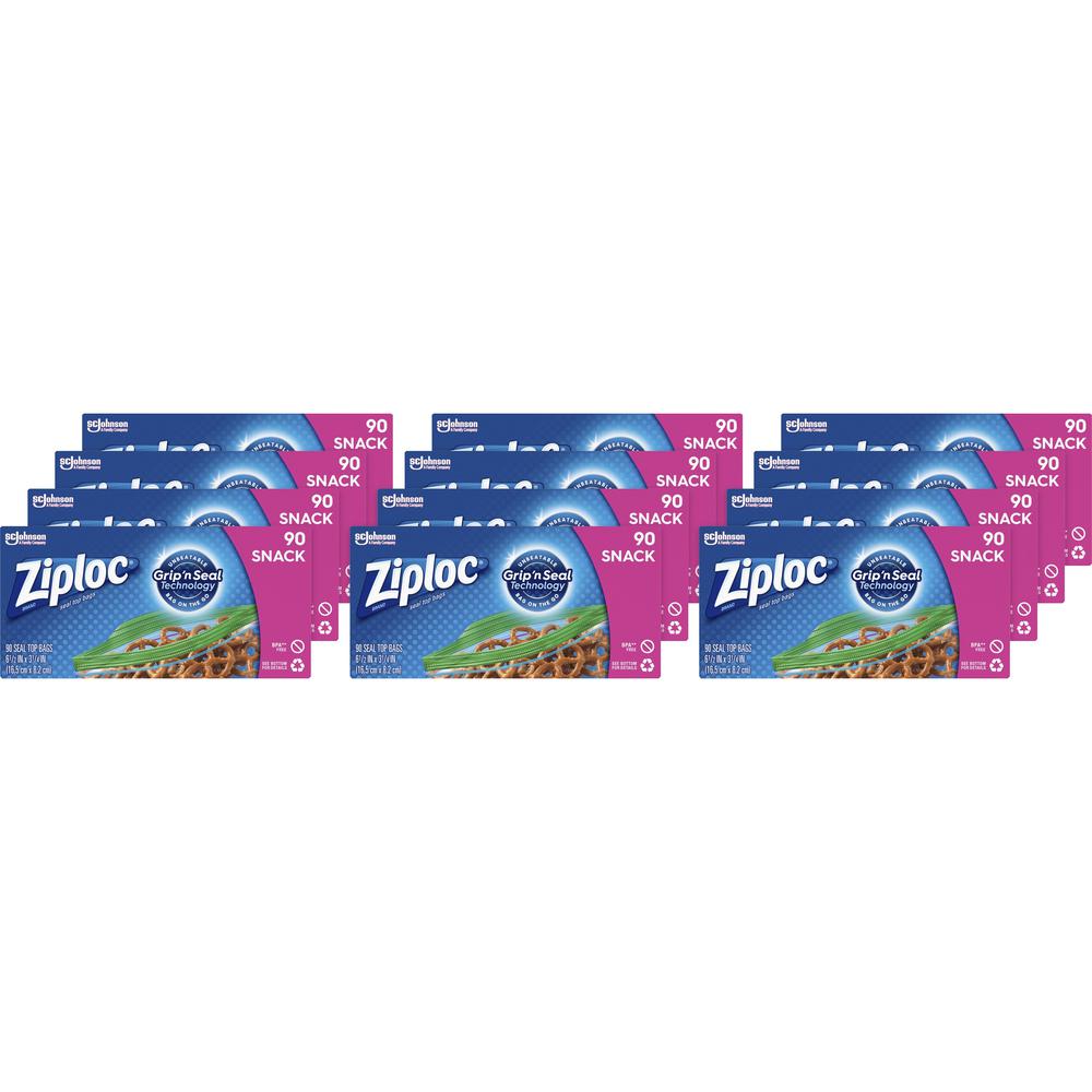 Ziploc Snack Size Storage Bags - 3.25" Width x 6.50" Length - Seal Closure - Clear - Plastic - 1080/Carton - Snack, Vegetables, Fruit, Vegetables