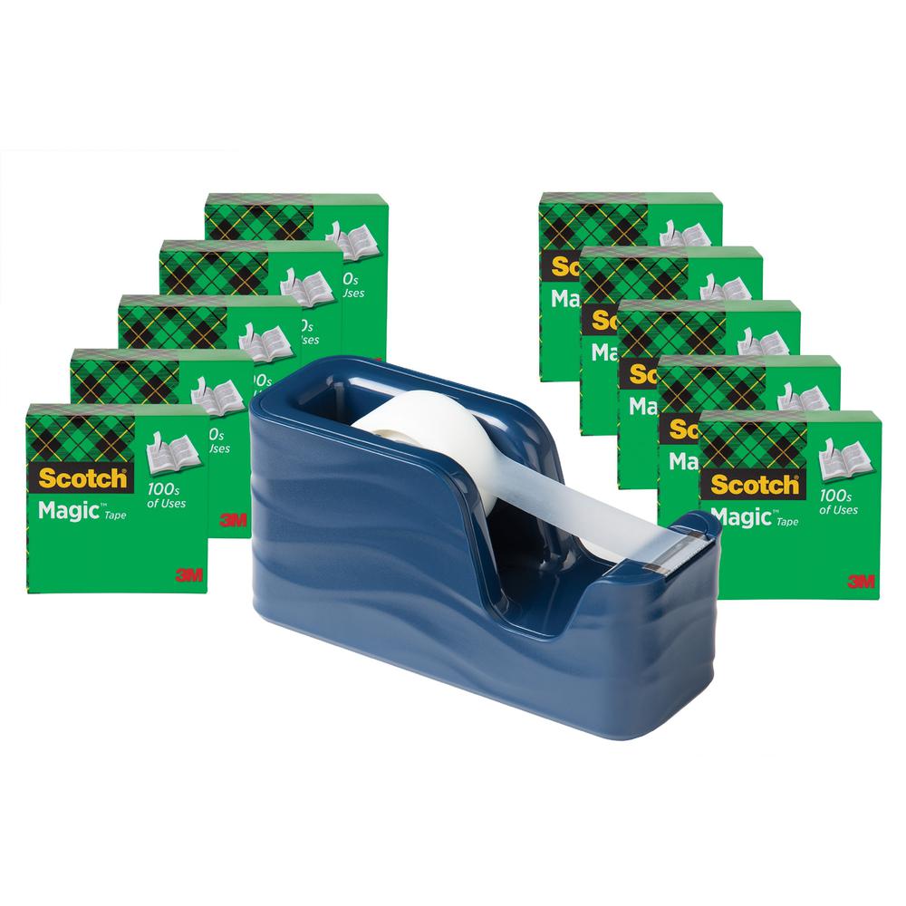 Scotch Magic Tape C18 Dispenser Value Pack - 333.33 yd Length x 0.75" Width - Dispenser Included - 10 - Metallic Blue