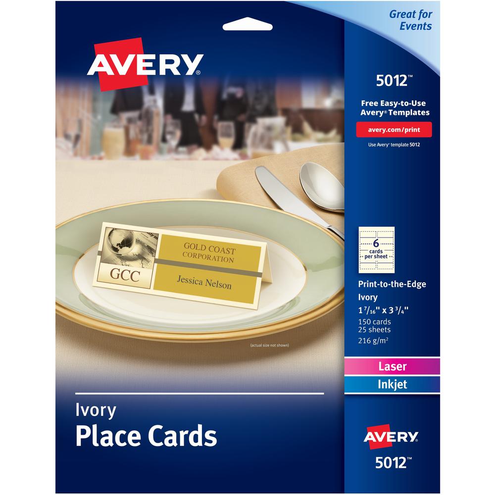 Avery&reg; Ivory Matte 2-sided Place Cards - 3.8" - 750/Carton - Ivory