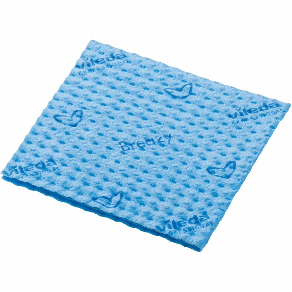 Vileda Professional Breazy Microfiber Cloths - 13.78" Length x 13.78" Width - 25 / Pack - Blue