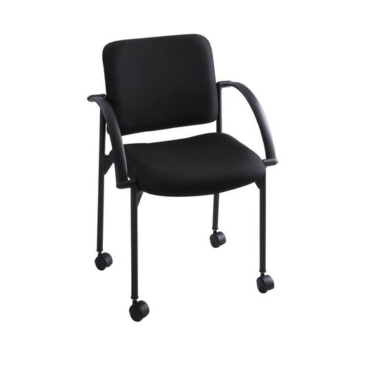 Safco Moto Stack Chair - Black Polyester Seat - Black Steel Frame - 17.50" Seat Width x 17" Seat Depth - 23.5" Width x 23.5" Depth x 33" Height - 2 / Carton