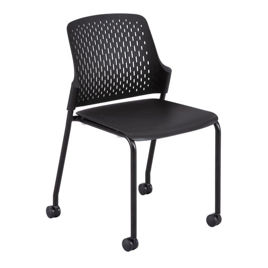 Stack Chair with Casters, Black set of 4