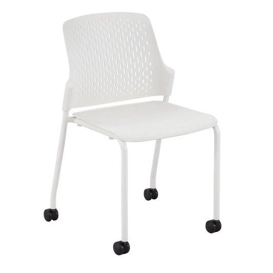 Stack Chair with Casters, White set of 4